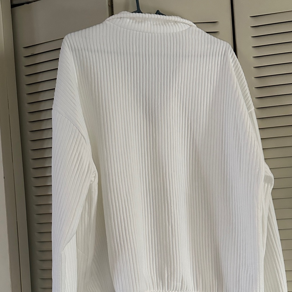 White Ribbed Pullover Sweater - Picture 9 of 12